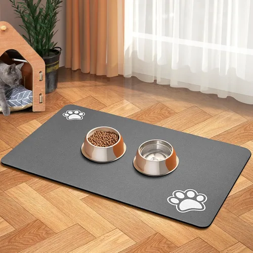 Vista 8 de Tapete de alimentación para mascotas, tapete absorbente para comida y agua, accesorios para perros, suministros para mascotas, cuenco de agua