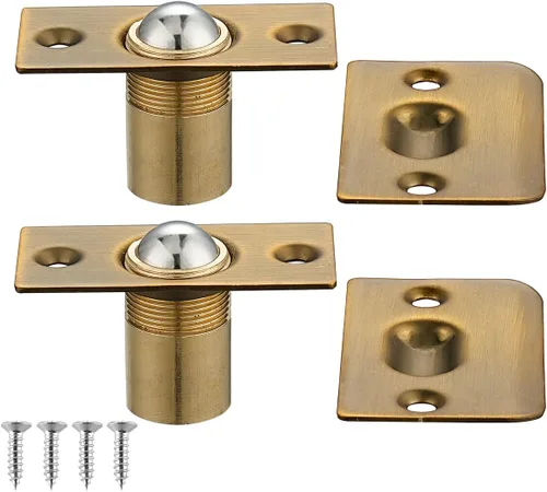 Vista 10 de JQK Herrajes para puerta de clóset, acero inoxidable ajustable con placa de golpeo, bronce antiguo, paquete de 2 unidades, HBC100-QG-P2