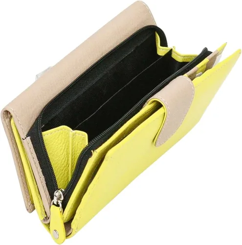Vista 3 de Cartera RFID de cuero genuino para mujer multicolor 19 ranuras para tarjetas