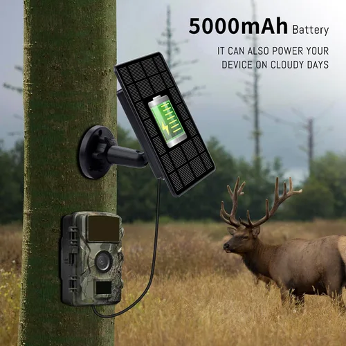 Vista 3 de Panel solar de cámara de rastro de 3 W, con batería de litio recargable de 5000 mAh, kit de cargador de batería solar para cámaras de juego de caza
