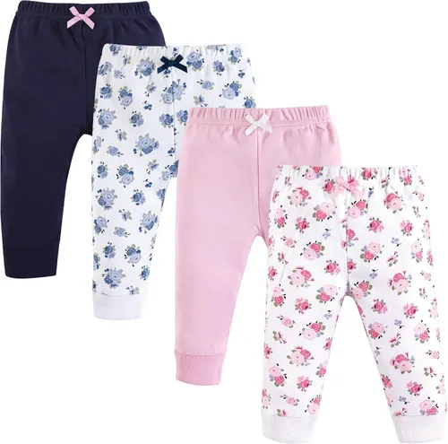 Vista 10 de Luvable Friends Pantalones de algodón para bebé niño Rayas negras paquete de 4