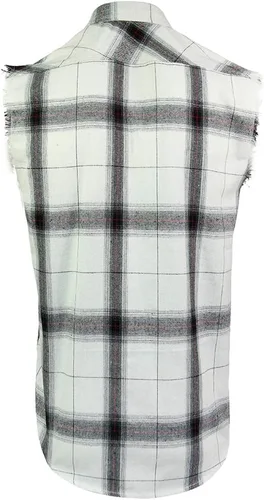 Vista 2 de Camisa sin mangas a cuadros para hombre, camisas vaqueras con botones