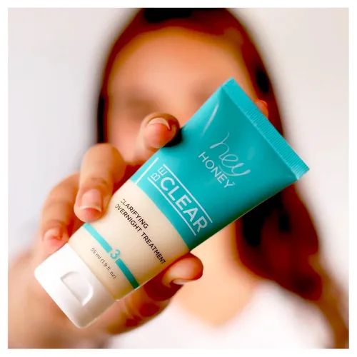 Vista 5 de Hey Honey Skincare Be Clear - Rutina para el acné Tratamiento clarificador durante la noche Propóleo y crema de hierbas para manchas y piel