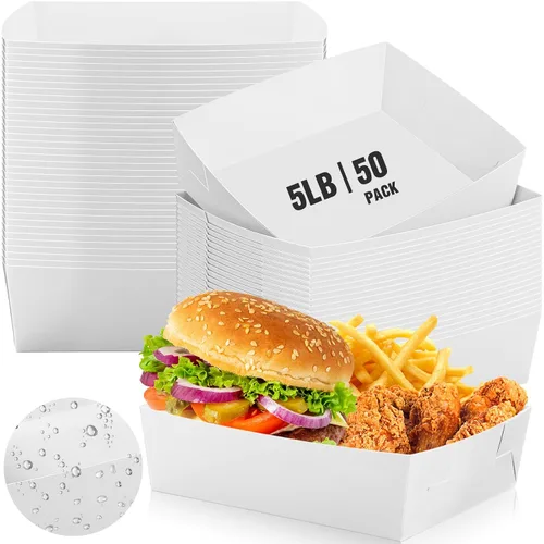Vista 11 de Uiifan 50 bandejas de papel extra grandes para servir alimentos, 5 libras Negro