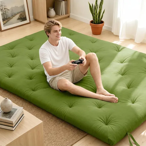 Vista 14 de Syrinx Colchón de Futón de Suelo Japonés Tamaño Individual 75"x39", Cama de Suelo Perezosa Plegable Engrosada para Adultos, Tumbona Enrollable