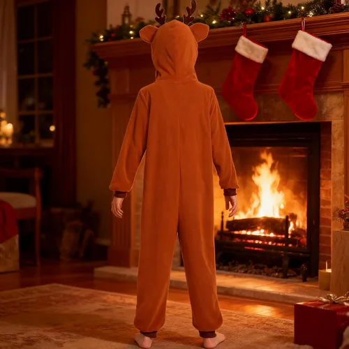 Vista 26 de Wizland Disfraz de animal para niños, leopardo, vaca, mono, reno, gato negro, dálmata, muñeco de nieve, mono de Papá Noel