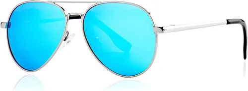Vista 13 de Gleyemor Gafas de sol polarizadas de aviador para cara pequeña y estrecha 01 Negro / Gris