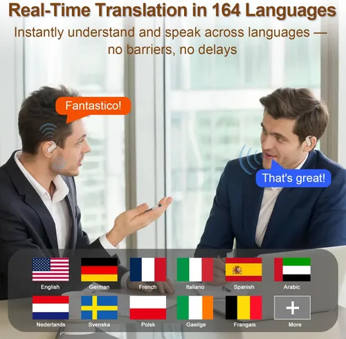 Vista 2 de Auriculares de traducción Ai en tiempo real, auriculares de Blanco