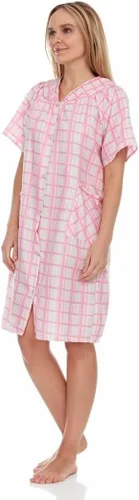 Vista 2 de Women's Snaps Front Closure House Dress Short Sleeve Woven Housecoat Duster Lounger Robe
