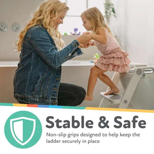 Vista 4 de Nuby Step Ladder - Asiento de inodoro para niños pequeños, asiento de inodoro todo en uno con escalera para niños de 18 meses en adelante, color rosa