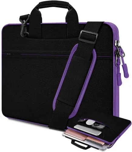 Vista 29 de Funda para laptop de 13.3 pulgadas con correa para el hombro, maletín delgado para computadora con correa compatible con MacBook Air/Pro 13/Pro 14