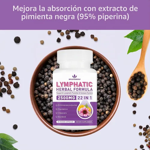 Vista 5 de Suplemento de drenaje linfático, sin OMG, sin gluten, 60