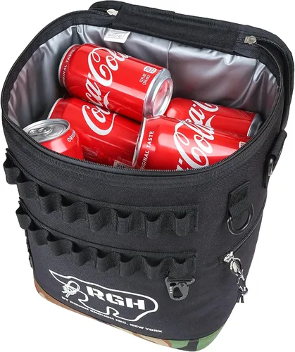 Vista 7 de Rough Enough - Bolsa térmica de latas de vino suave portátil para playa, campamento, pesca, golf con sistema Molle, 15 litros