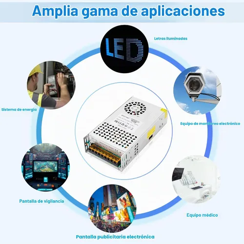 Vista 7 de Fuente de alimentación conmutada de 48V 12.5A 600W DC, conmutación regulada universal AC110V/220V (SMPS), fuente de alimentación de 48 voltios