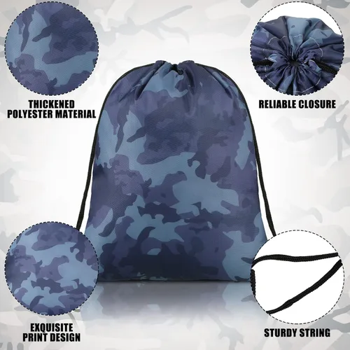 Vista 3 de Woanger Mochila de camuflaje con cordón de 24 piezas para bolsa de camuflaje impermeable con cordón, bolsas de viaje ligeras de camuflaje a granel
