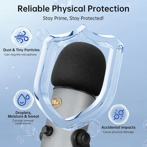 Vista 5 de Filtro Pop/Pantalla Antiviento para Micrófonos Blue Yeti y Yeti Pro, Cubierta de Micrófono de Espuma para Filtrar Plosivas y Ruido Sibilante