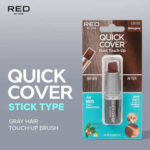 Vista 8 de RED by Kiss - Barra de retoque de raíz de cobertura rápida, resistente al agua, corrector temporal de cabello gris con cepillo para raíces y barba