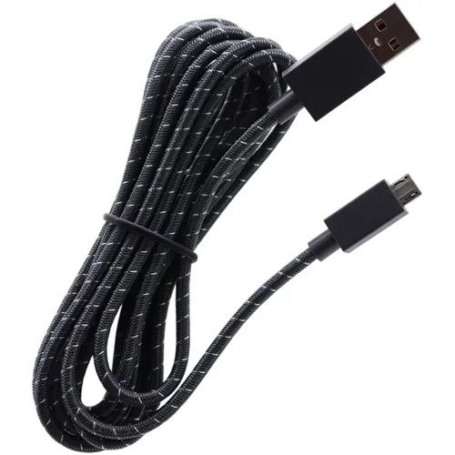 Vista 3 de Cable de carga USB oficial trenzado negro de 8.9 ft 9 pies para controlador de Xbox One Cable micro USB (sin embalaje)