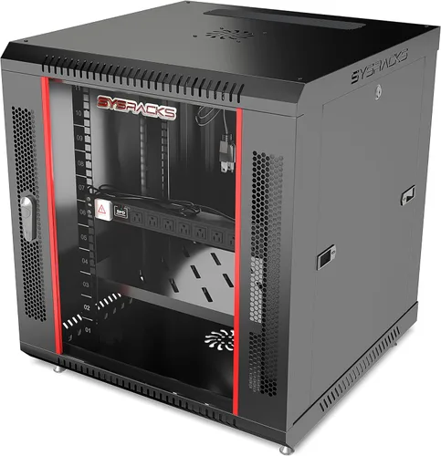 Vista 13 de Gabinete para rack de servidores de montaje en pared de 6U – Gabinete de rack de red de 19 pulgadas, gabinete de rack de datos de 18 pulgadas