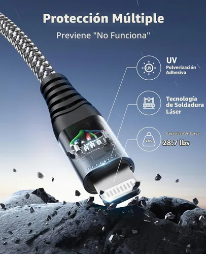 Vista 3 de Cable de carga corto para iPhone [certificado MFi de Apple], cable Gris