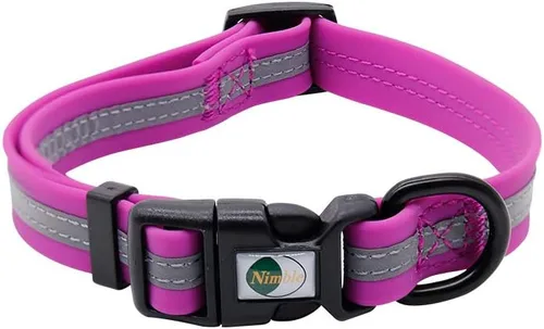 Vista 21 de NIMBLE Collar de perro impermeable para mascotas, ajustable, reflectante, duradero, flexible, de nailon con revestimiento de polímero, collares