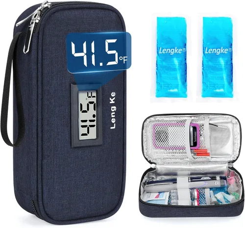 Vista 12 de YOUSHARES Estuche de viaje para enfriador de insulina, aprobado por la TSA para medicamentos diabéticos, bolsa de enfriamiento con pantalla