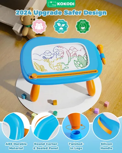 Vista 2 de KOKODI Pizarra de Dibujo Magnética, Juguetes para Niñas de 1-2 Años, Gran Pizarra de Garabatos para Aprender y Educar, Juguetes para Bebés y Niños