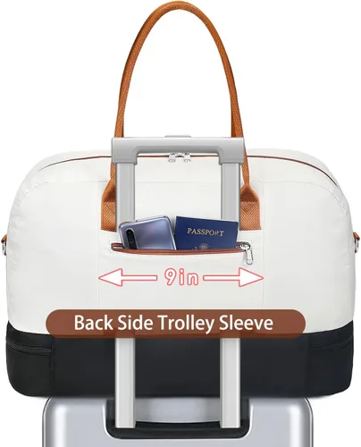 Vista 171 de IBFUN Bolsas de fin de semana para mujer, bolsa grande de lona para viaje, bolsa de viaje con compartimento para zapatos, 21 pulgadas, juego de 3