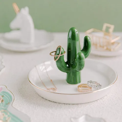 Vista 4 de mono living Soporte para anillos de cactus, bandeja de joyería para adolescentes, niñas, plantas pequeñas, cosas geniales, decoración bohemia
