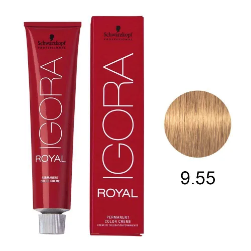 Vista 2 de Schwarzkopf Professional Igora Royal - Tinte permanente en crema, 9-55 rubio dorado extra claro, 2.1 onzas