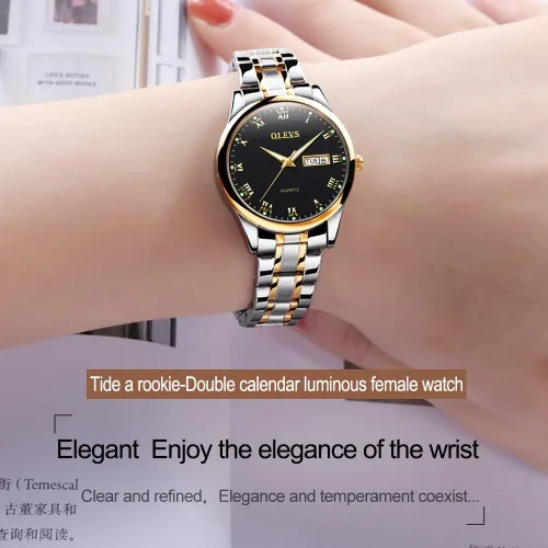 Vista 6 de OLEVS Fashion Watches for Women Waterproof Analog Quartz Wrist Watches for Women Stainless Steel Calendar Watch