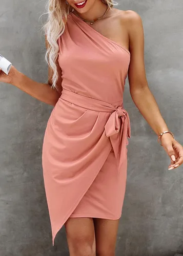 Vista 2 de PRETTYGARDEN - Vestido para mujer, diseño corto, entallado con falda tubo, fruncido y de hombro descubierto para fiestas