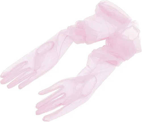 Vista 3 de iEFiEL Guantes largos de tul semitransparentes para mujer, guantes de novia, guantes para fiesta de noche, accesorios de fotografía de ópera