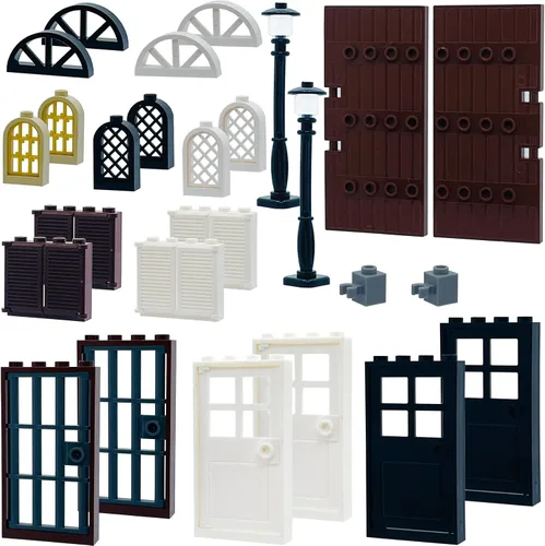 Vista 2 de Kit de ladrillos de construcción, lentes y ventanas, accesorios compatibles con ladrillos clásicos genéricos para niños, kits de construcción