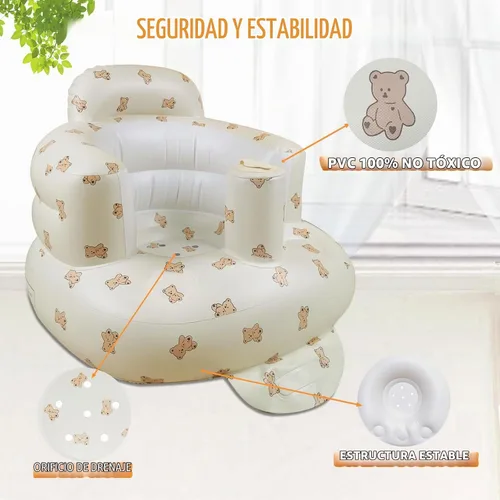 Vista 3 de AGITVPS Asiento de bebé inflable mejorado con bandeja para bebés de 3 a 36 meses, asiento de bumbo con bomba de aire integrada con bandeja, silla