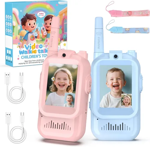 Vista 8 de Walkie Talkies de video para niños de BlueFire – Radios de juguete con pantalla y efectos de voz, emparejamiento uno a uno, largo alcance – Regalos