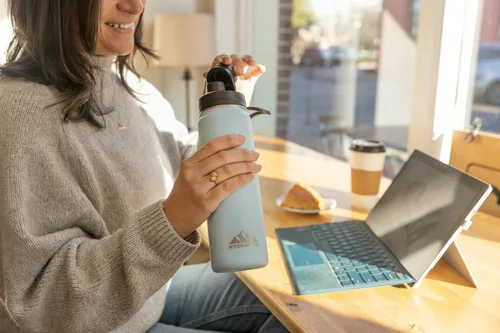 Vista 6 de Hydrapeak Tapa de repuesto con mango flexible, se adapta a todas las botellas de agua Hydrapeak con aislamiento de boca ancha, a prueba de fugas