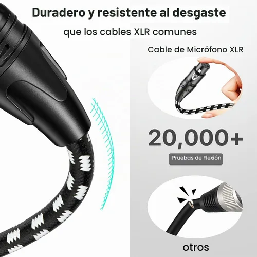 Vista 4 de EBXYA Paquete de 4 cables XLR de 6 pies, trenzado de 3 pines equilibrado macho a hembra