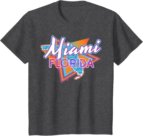 Vista 32 de Camiseta retro vintage de Miami Florida, Negro, S