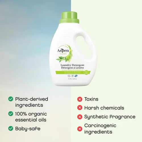 Vista 6 de AspenClean Detergente líquido HE para ropa Eucalipto y romero No tóxico 100% natural Verificado por EWG Seguro para bebés, mascotas