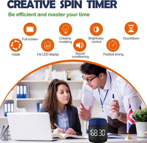 Vista 3 de Temporizador de giro de mesa, cronómetro con pantalla LED grande, alarma silenciosa y fuerte, cuenta regresiva de 199 minutos y más, luz nocturna