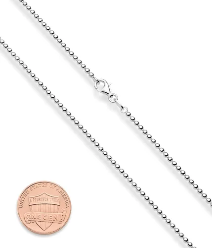 Vista 2 de Miabella Collar de plata de ley 925 italiana de 0.079 in con cadena de bolas maciza, hecho en Italia