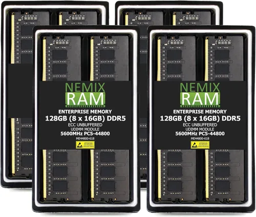Vista 6 de Memoria RAM UDIMM NEMIX sin búfer UDIMM NEMIX de 16 GB 1X16GB DDR5 5600MHz PC5-44800 1Rx8 1.1V CL46 288-PIN ECC sin búfer