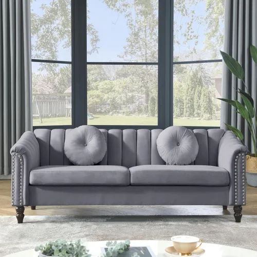 Vista 16 de KEVINSPACE Sofá biplaza de 60 pulgadas, sofá de 2 plazas para espacios pequeños, sofás modernos, sofá biplaza con 2 almohadas de mediados de siglo