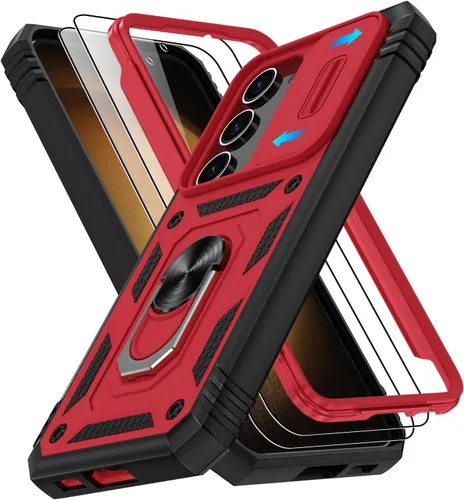 Vista 42 de Gritup Funda para Google Pixel 6 con cubierta deslizante para cámara y protector de pantalla (2 unidades), soporte de anillo giratorio 360°, funda