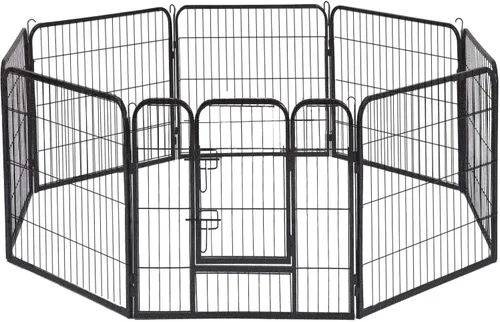 Vista 4 de Corralito resistente para perros con 8 paneles (24 pulgadas, revestimiento de martillo negro)