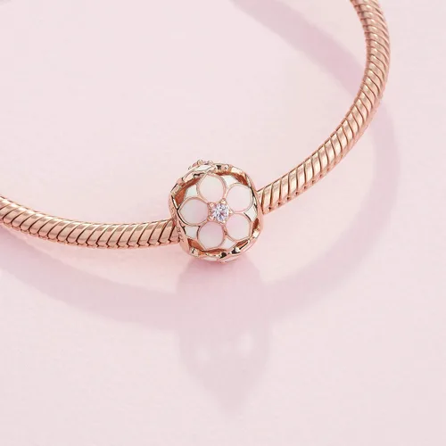 Vista 2 de Pandora Jewelry - Abalorio con cristales de flor de magnolia calado color rosado