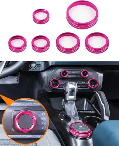 Vista 10 de Savadicar CKT01 Billet - Juegos de molduras de perillas de control de aluminio billet, faros/4WD/HVAC, biseles de anillos de perillas de control