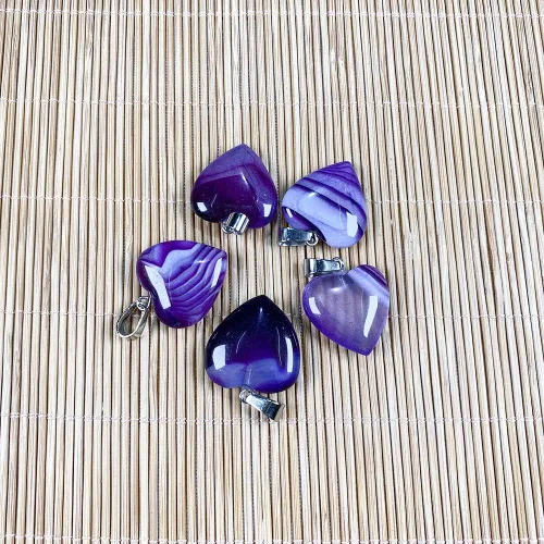 Vista 6 de LHJ 20 Piezas Dijes de Piedra Natural en Forma de Corazón Cristal de Cuarzo Ágata Encantos para Hacer Joyas Collar Pulsera Heart A
