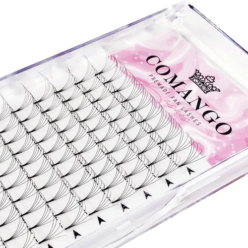 Vista 68 de Extensiones de pestañas de volumen prefabricadas 10D, 0.003 in de grosor, rizo C/D, 0.472 in, tallo corto, extensiones de pestañas de volumen